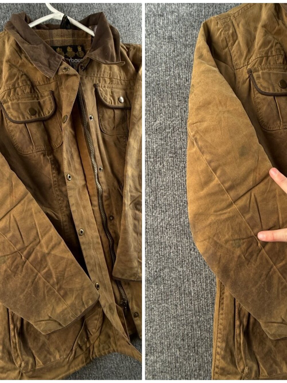 Barbour L1600 Fur Trim Utility Waxed Jacket Women Full Zip Size 10 US Brown - Picture 15 of 16